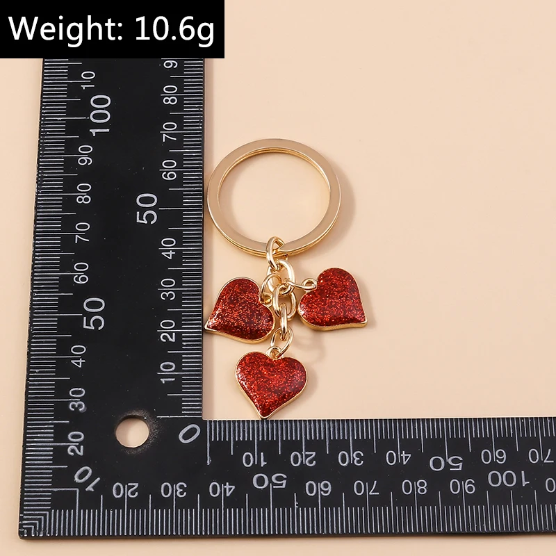 Lovely Colorful Heart Keychain Love Keyrings Valentine\'s Day Gift Key Chains for Women Girls Car Key Handbag Jewelry Accessories
