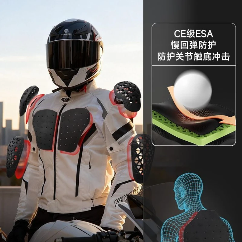 SCOYCO Motorcycle Jacket Men Waterproof Motocross Moto Jacket Protective Summer Breathable Mesh Anti-fall Racing Jacket JK103-3