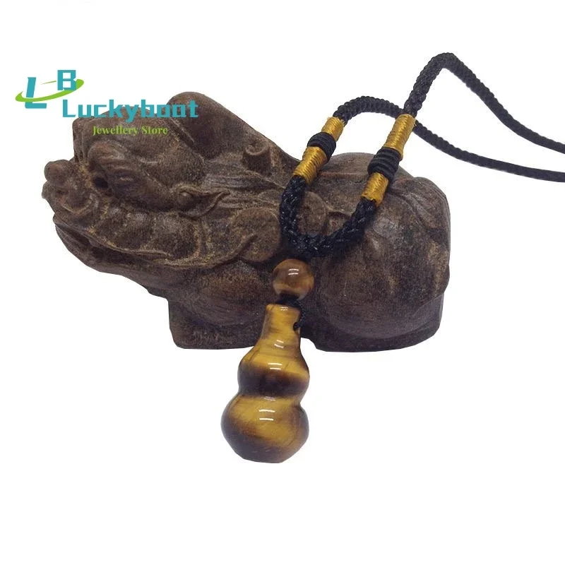 الطبيعية عين النمر حجر اليشم القرع قلادة قلادة موضة سحر المجوهرات منحوتة تميمة الحظ هدايا للنساء الرجال حبل مجاني