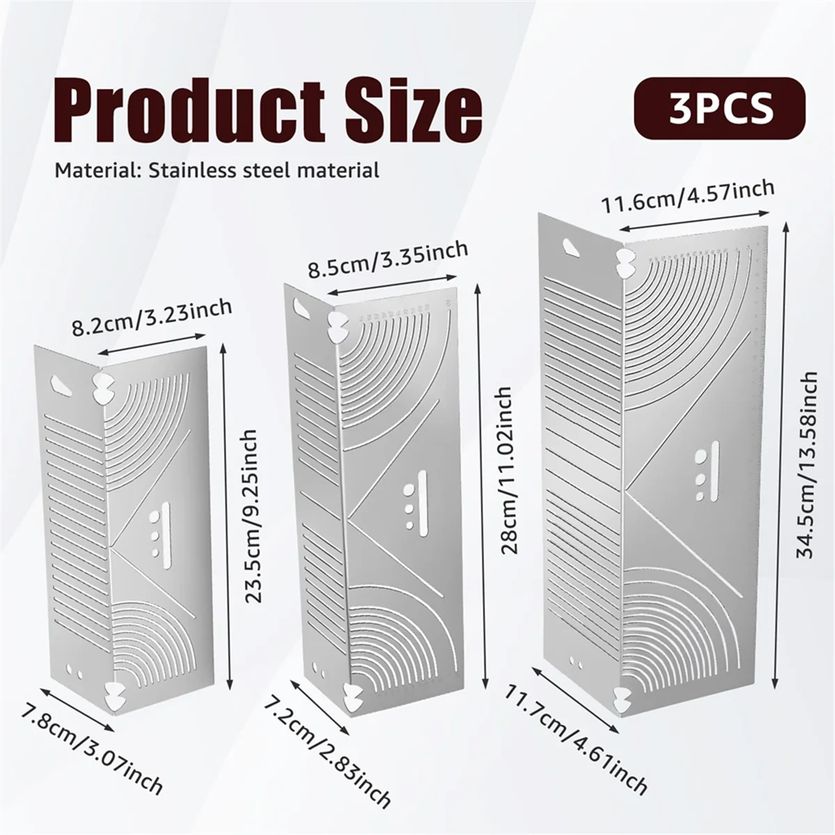 AAA87 Alat Penanda Busur Sudut Fleksibel Presisi, Scriber Busur Linier Baja Tahan Karat Dapat Disesuaikan, Alat Tabung (20-65, 20-80, 20-100)