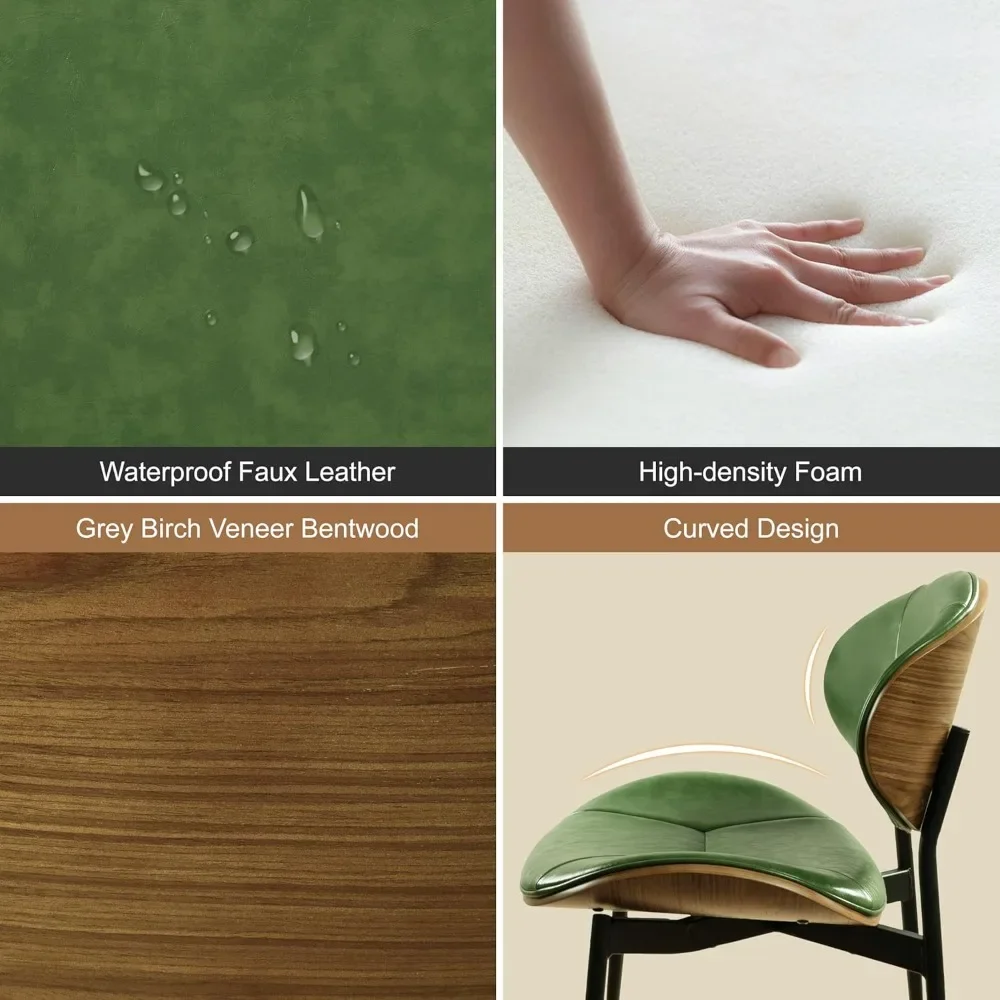 مجموعة كراسي تناول الطعام مكونة من 4 كراسي جانبية للمطبخ حديثة وظهر منحني وأرجل معدنية لغرفة المطبخ والمطعم باللون الأخضر #5