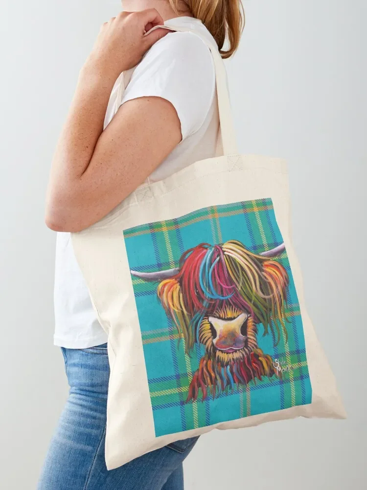 SCoTTiSH HiGHLaND CoW ' TaRTaN NeLLY B ' by SHiRLeY MacARTHuR Tote Bag free delivery bags Candy bags Big bag Cloth bag