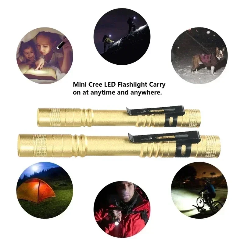 Portable Mini LED Pen Flashlight with Pen Clip Handheld Ultra Pocket Torch Mini Protable for Outdoor Camping Emergency Lantern