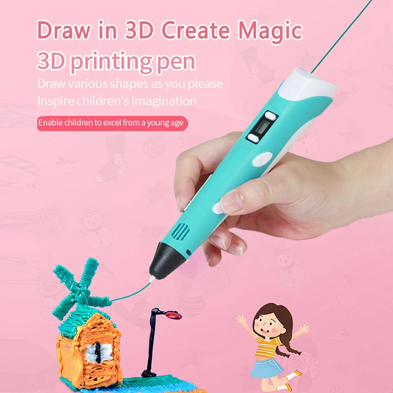 

Children 3D Printing Pen 3D Pen Drawing Pen Set LCD Display PLA Filament Creative DIY Art Tools for Kids Birthday Christmas Gift