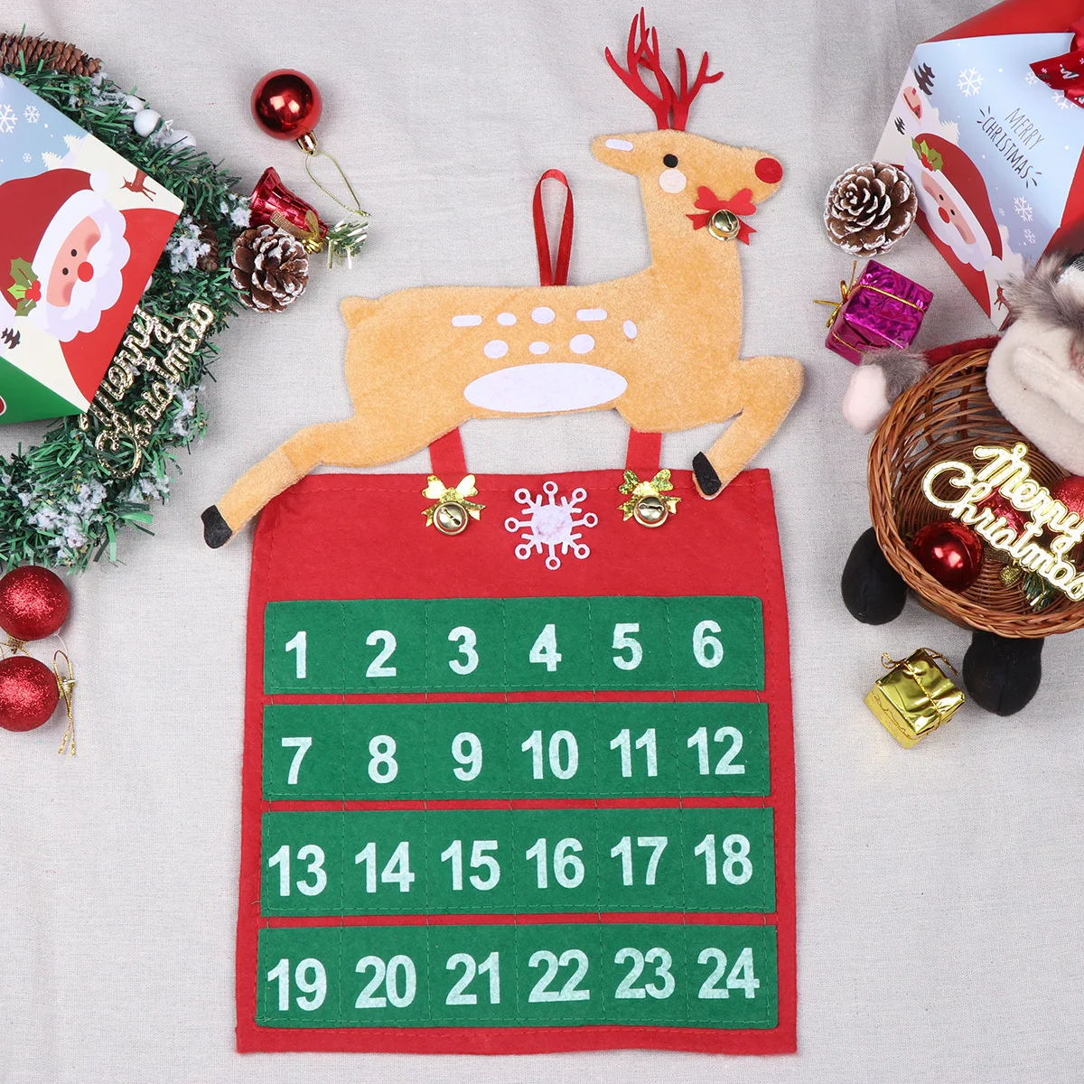 

Non-Woven Advent Calendar Christmas Countdown Hanging Decor Family Holiday Activity Festive Theme Party Diy Supplies