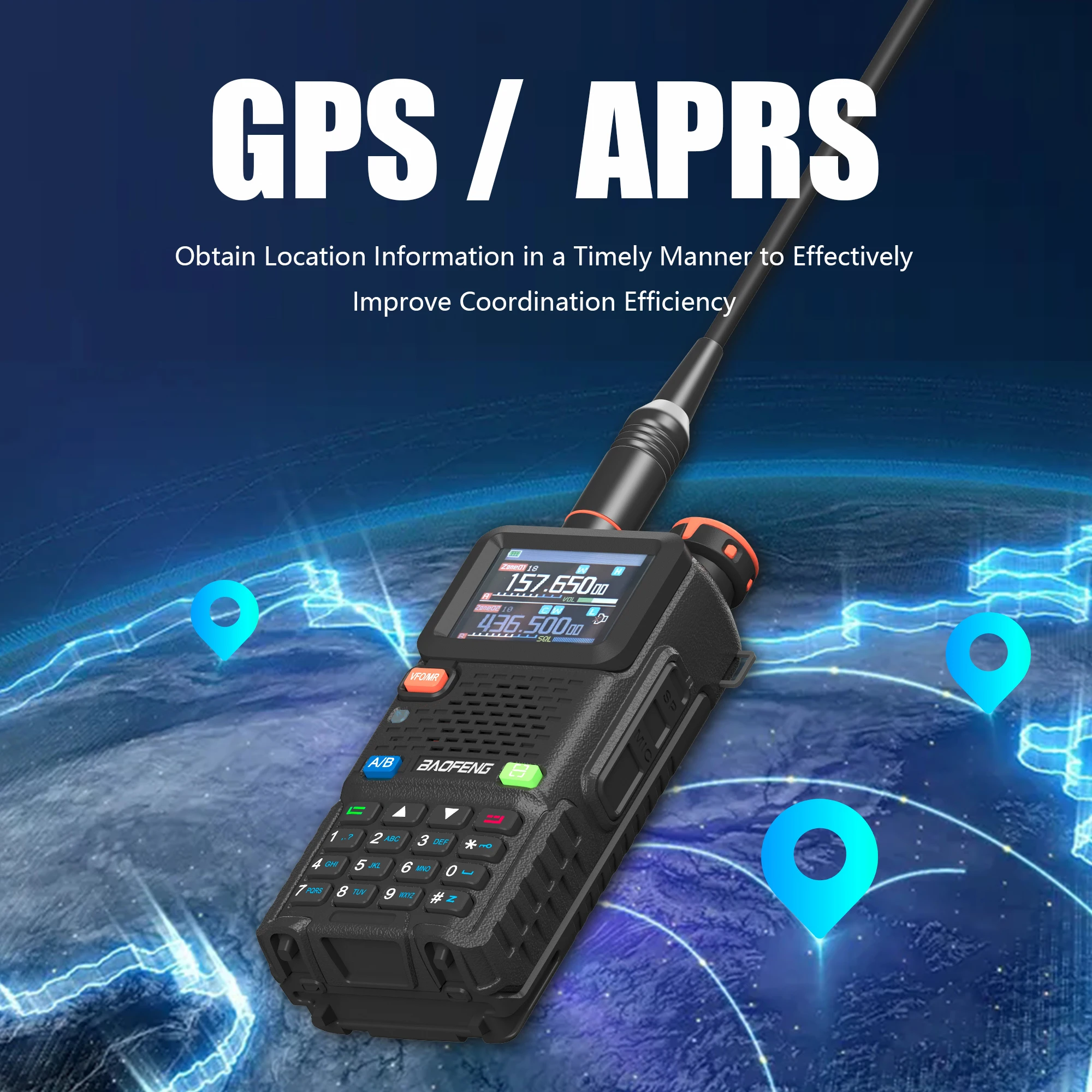 Baofeng UV-5RH Pro GPS Walkie Talkie 10W High Capacity Type-C Charger Falling Alarm NOAA Weather Channel 640CH Upgrade of UV-5RM