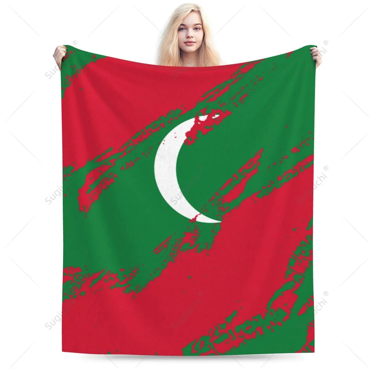 Blanket Maldives Flag Color Flannel Multifunction Camping Sofa Cover Keep Warm