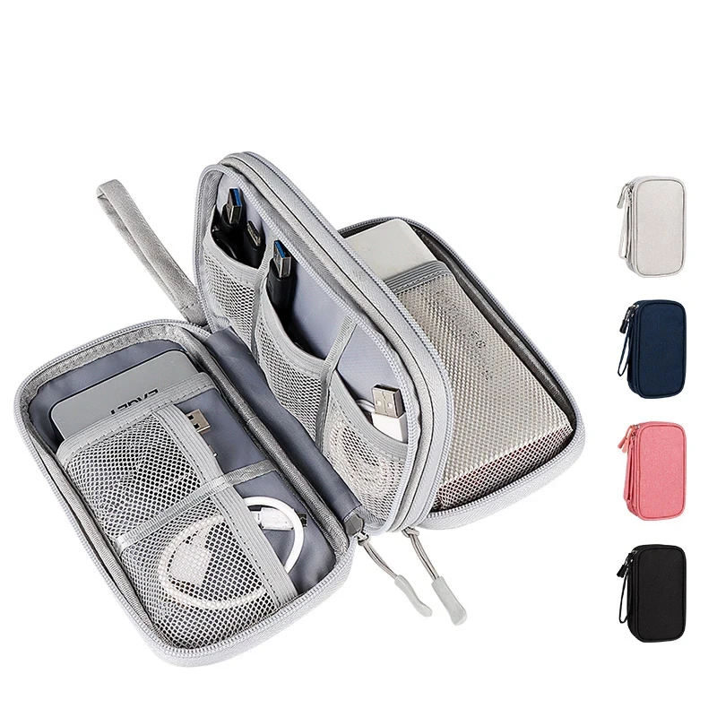 

Data Cable Storage Bag Waterproof Portable Carry Case Travel Double Layers Digital Organizer Bag For Cable Cord USB Charger Hot