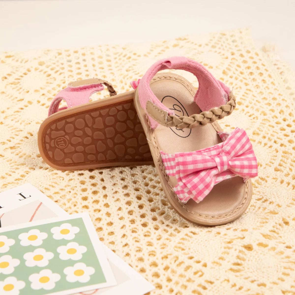 Infant Baby Shoes Girl Flats Sandals Soft Sole Anti-Slip Summer Bowknot Dot Stripe Lace Crib Shoes Newborn First Walker Hot Sale