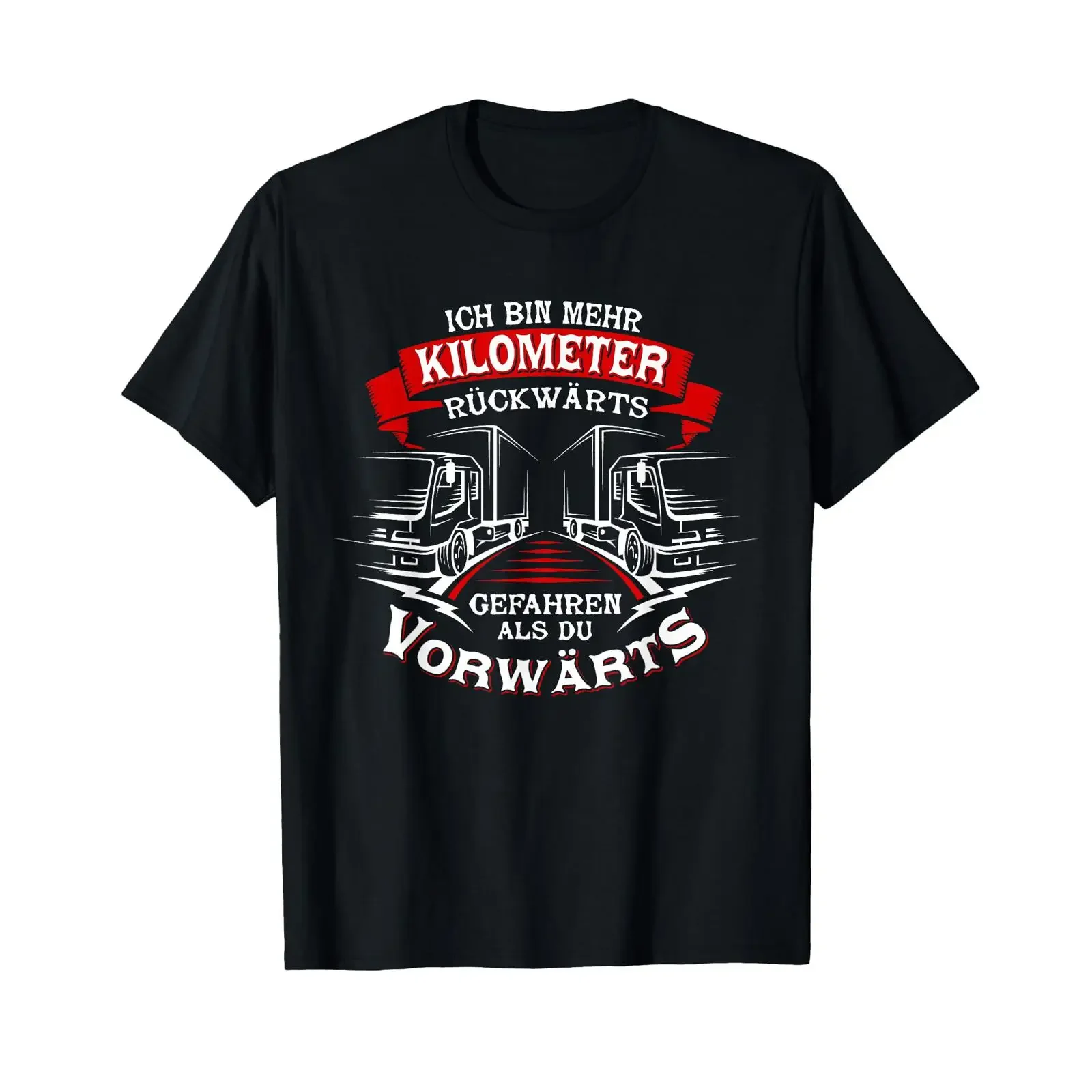 Trucker T Shirt with German Text quot More Kilometer Backwards Language vintage Washed Slightly designer clothes streetwear