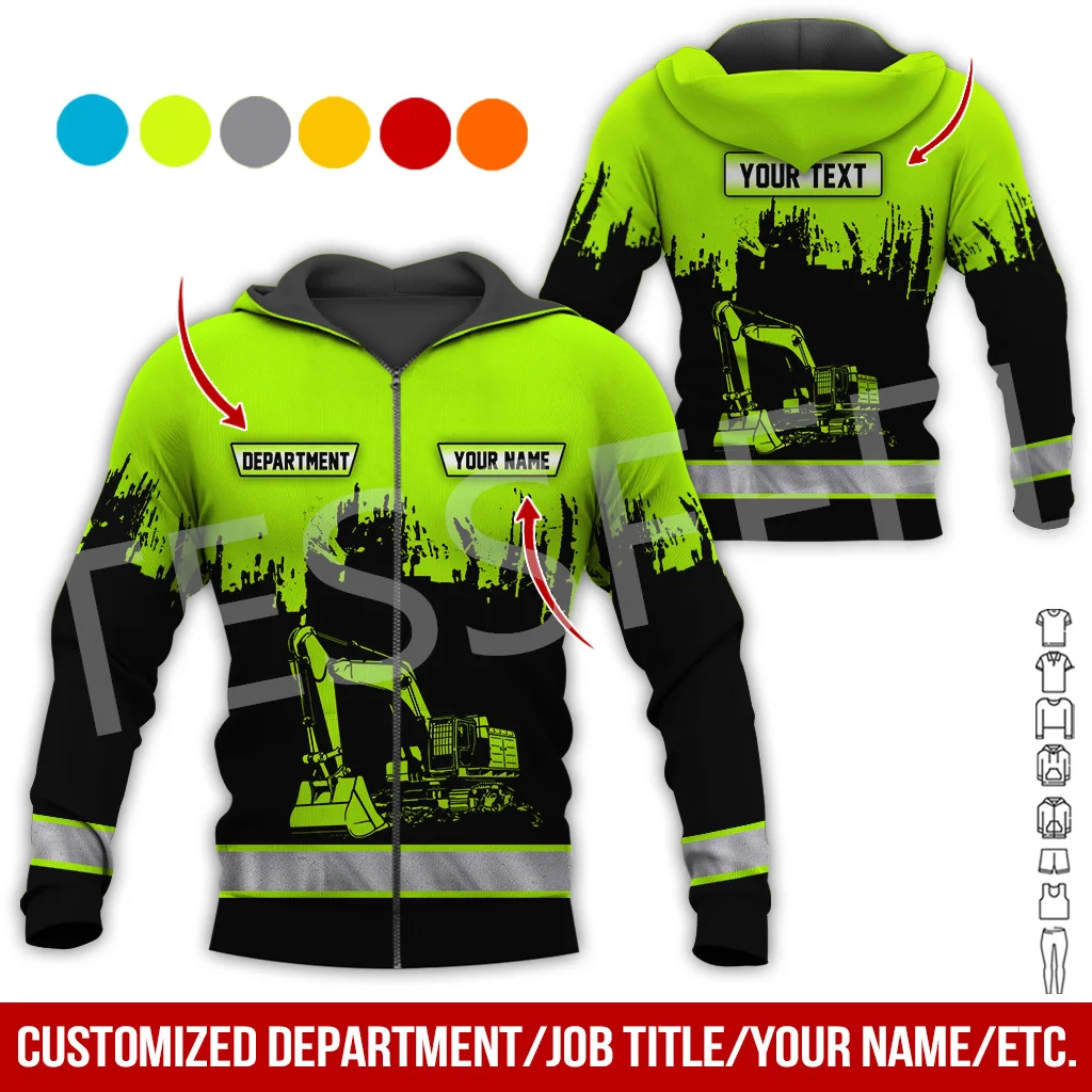 Custom Name Cosplay Crane Heavy Equipment Operator Worker Excavator Streetwear 3DPrint Harajuku Casual Funny Jacket Hoodies X34