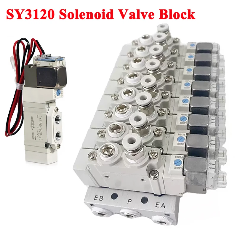 

SY3120 Pneumatic Solenoid Valve Assembly Multi-way SY3120-4LZD-M5 SY3120-5LZD-M5 Single Control Valve Integrated Valve Group SMC
