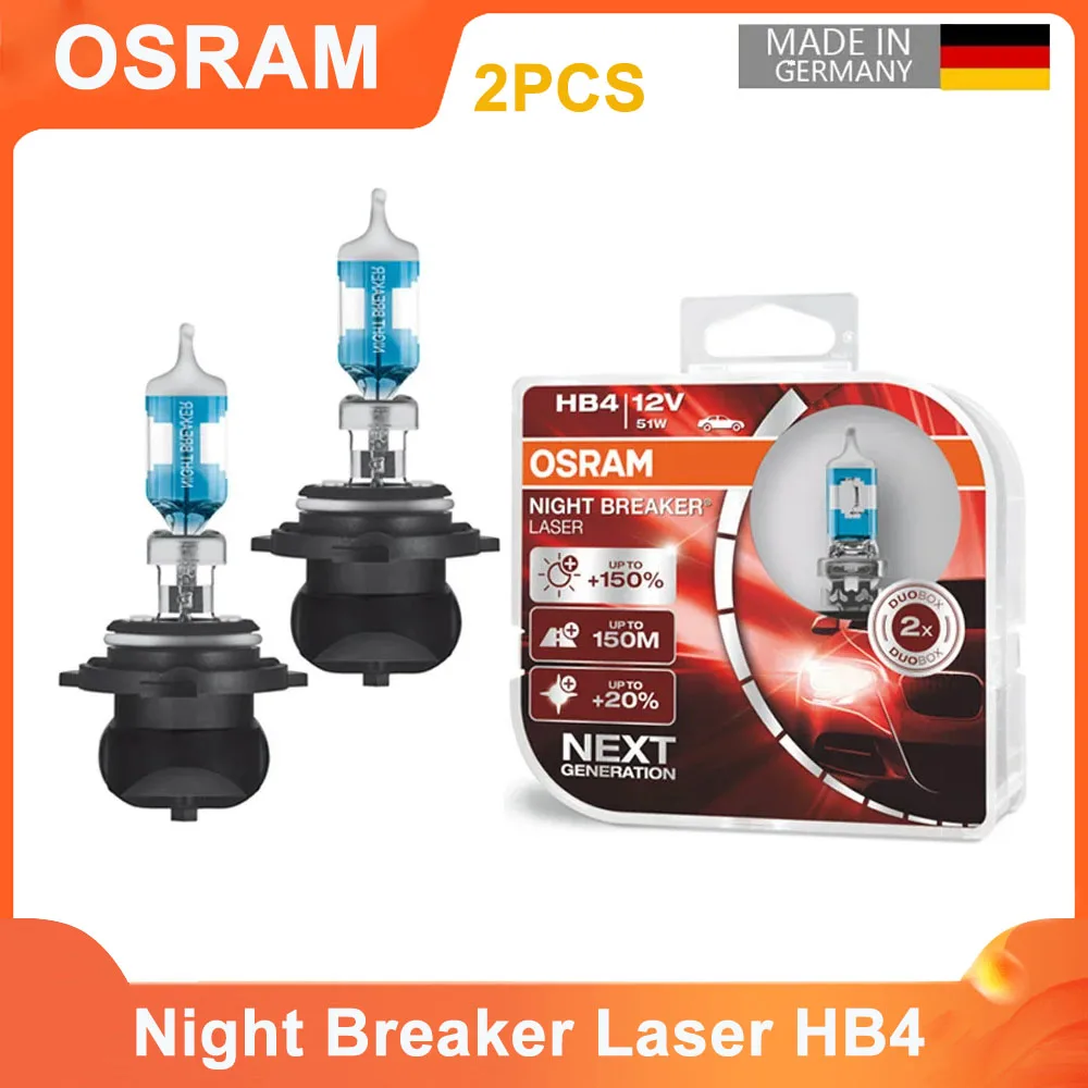 OSRAM Night Breaker Laser 9006 HB4 12V 51W Next Generation Car Halogen Bulbs Fog Lights 3700K P22D 9006NL Headlight High Beam,2X