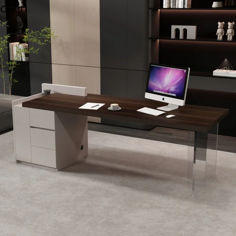 TQH6.24 simple light luxury desk minimalist office computer desk solid wood workbench