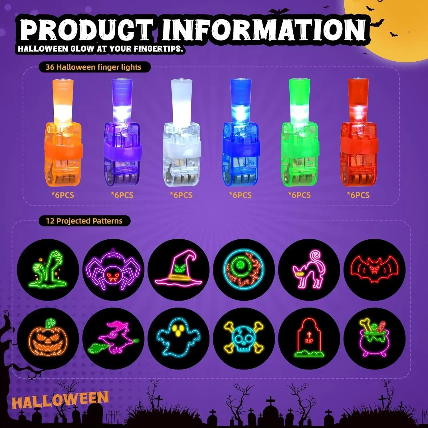 Halloween Finger Lights Toys Bright lights Projector Halloween Party Favors Toys Halloween Goodie Bag Fillers Trick or Treat Toy