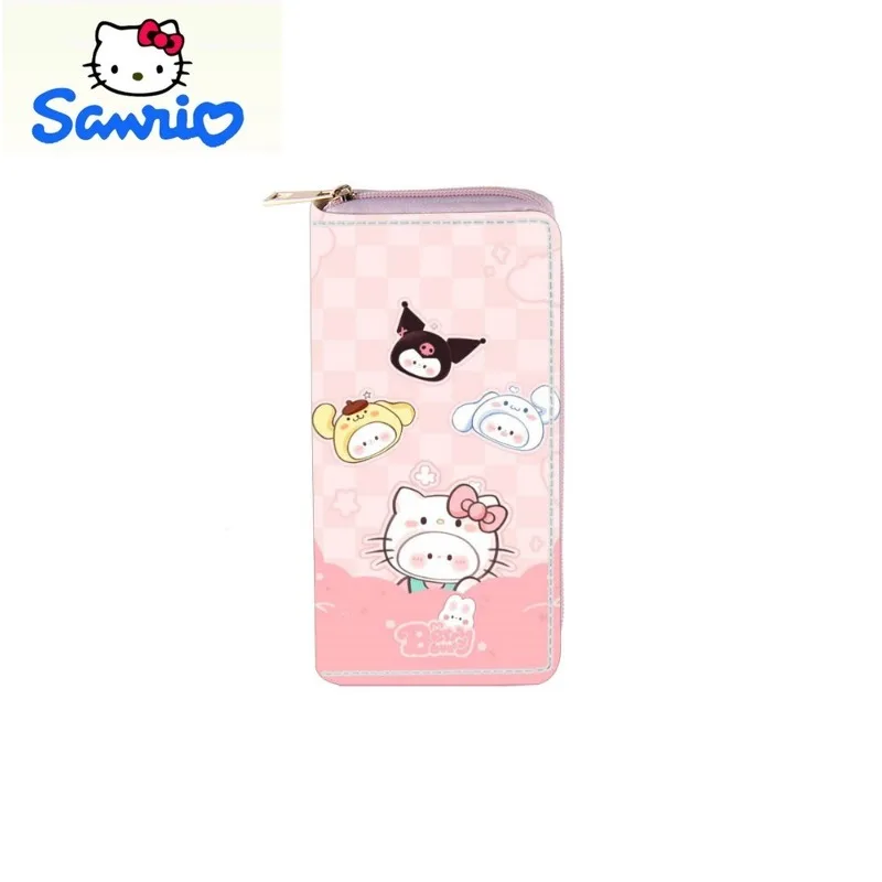 Sanrio Hello Kitty Kuromi длинный кошелек на молнии женский многофункциональный кошелек для хранения карт сумка для удостоверения личности общественного транспорта