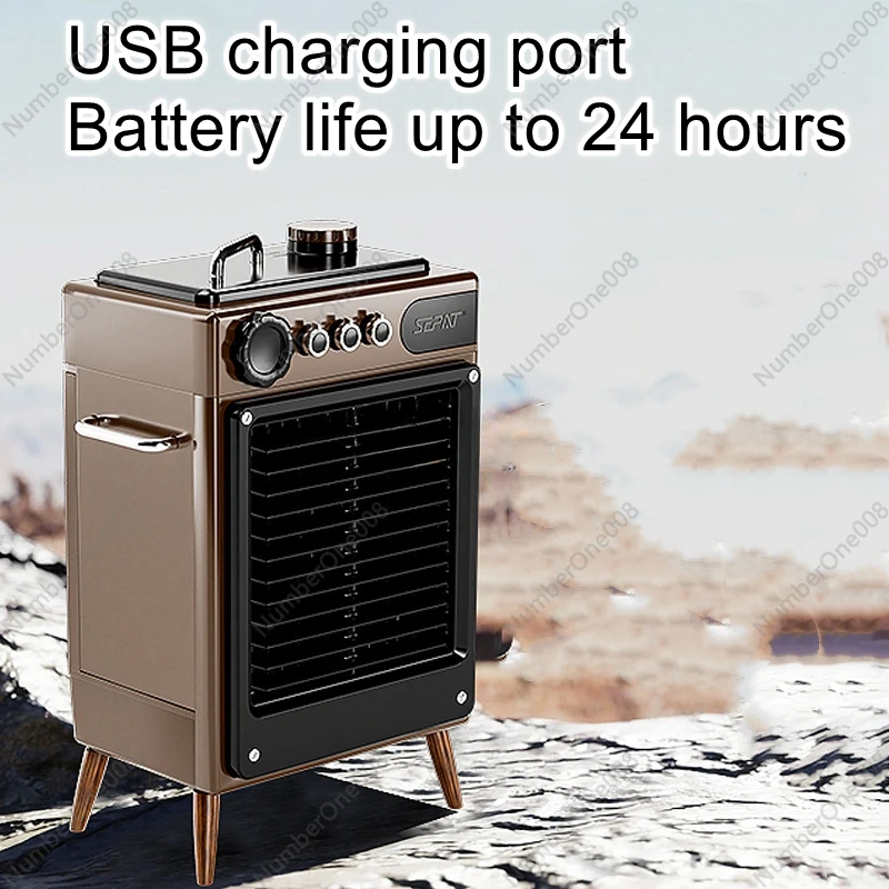 Outdoor tent camping portable lithium battery DC AC rechargeable household mute fan air conditioning fan chiller