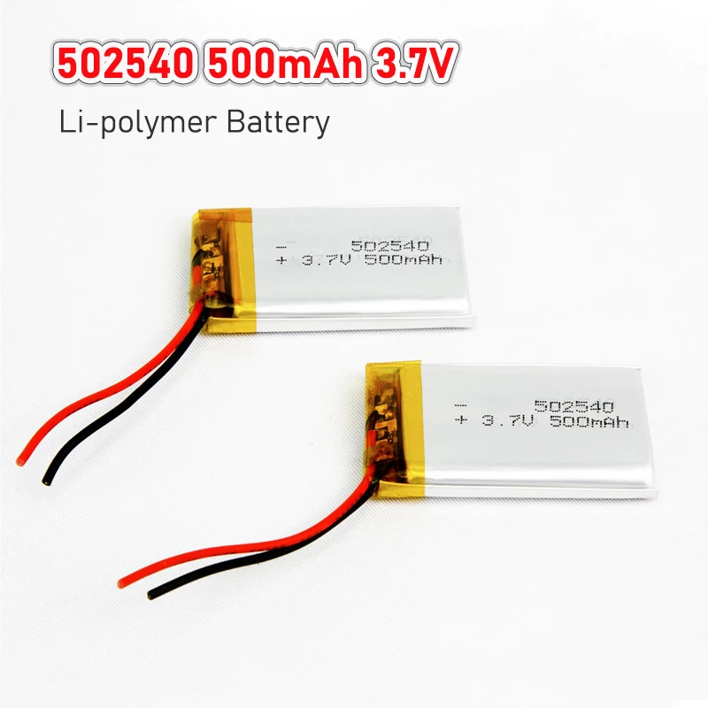 

502540 3.7V 500mAh Lipo Polymer Lithium Battery for GPS MP3 MP4 DVD Camera Bluetooth Speaker E-book Rechargebale Batteries