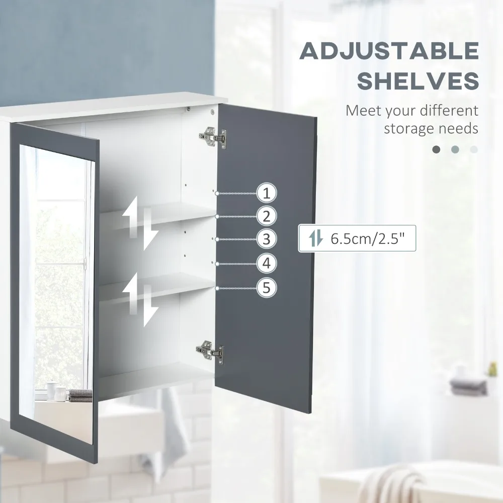 Wall Mounted Bathroom Wall Cabinet with Mirror Double Doors image 5