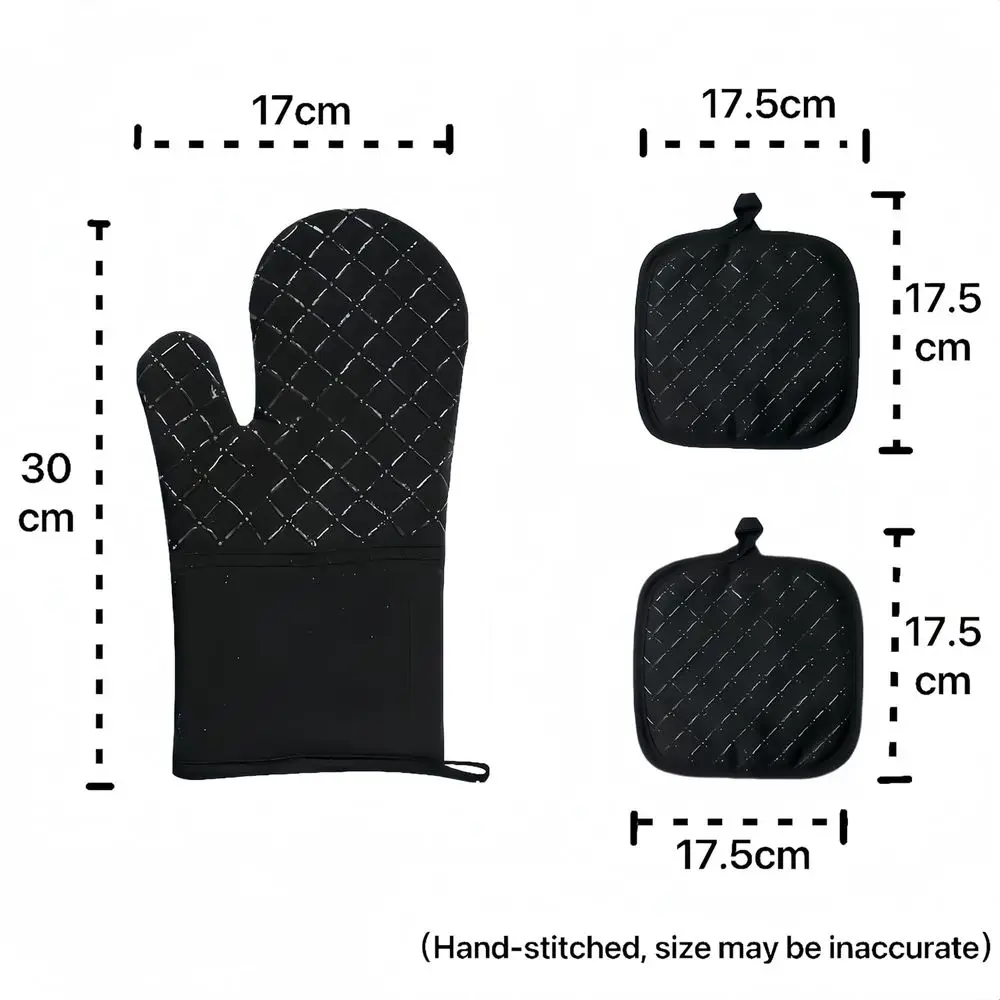 4-Piece Set, Extended Kitchen Oven Mitts and Pan Racks, Heat Resistant 500 °, Silicone Non-Slip Surface for Baking and Cooking (