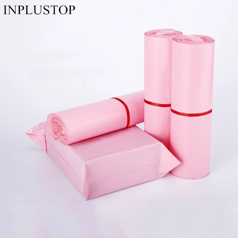 

50Pcs Mail Bags Pink Translucent Courier Packing Bags Self Adhesive Storage Waterproof Bags Material Envelope Mailer Postal Bag