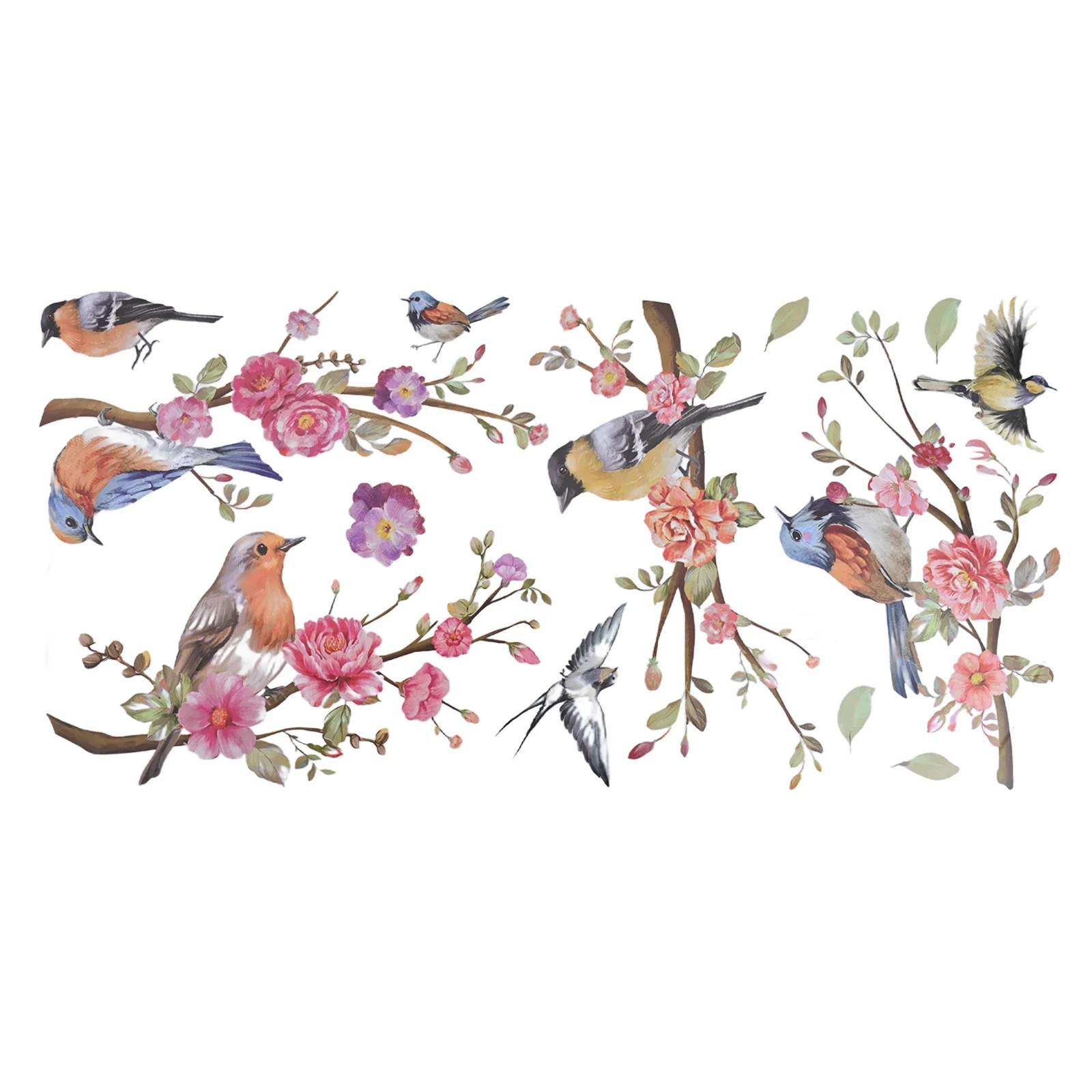 Decoration Manual Measurement Data Squeeze Out Double Sided Printing Wall Sticker Bird Flower Monitor Brightness