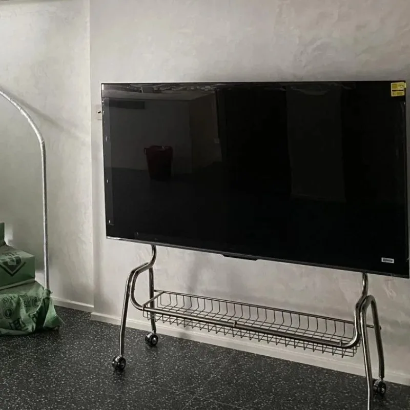 حامل تلفزيون نورديك عربة تلفزيون فاخرة شديدة التحمل من الفولاذ المقاوم للصدأ مقاس 32-75 بوصة مع رف تخزين سهل التجميع متين لغرفة المعيشة #5