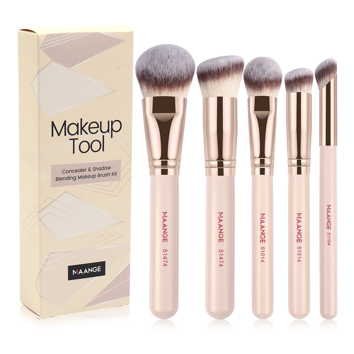 MAANGE-Juego de brochas de maquillaje facial, 5 uds., brocha para base de maquillaje, brocha para colorete en polvo, brocha de maquillaje multifuncional, base líquida