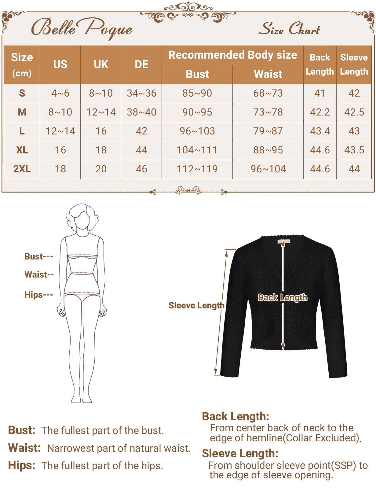 BP Women Hollowed-Out Cardigan 3/4 Sleeve V-Neck Button-up Cropped Knitwear Solid Slim Fit Vintage Causal Female Clothing