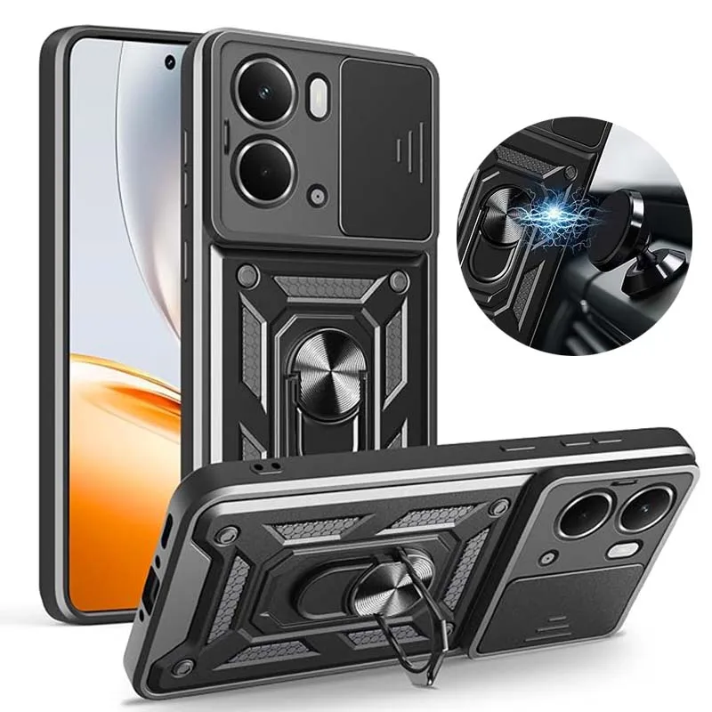 حافظة لهاتف Realme 14 5G غطاء كاميرا منزلق للهاتف عسكري من الدرجة العسكرية لهاتف Realme 14T Fundas
