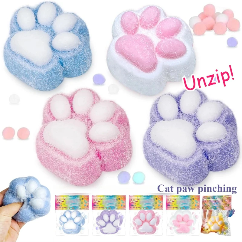 

5Pcs Cat Paw Slow Rising Stress Relief Toys Squishy Sticky Pulling Stretchy Anxiety Reducer Fidget Toys for Kids Adults Office Desk School Calm Down Creative Mini Gift Set