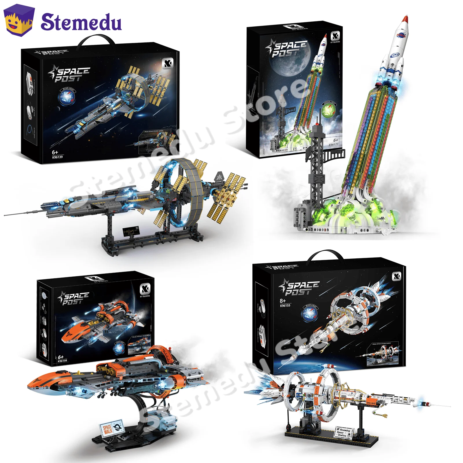 

MOC Space Station Interstellar Spacecraft Ракетный двигатель Модель НЛО с распылителем Светодиодный светильник Строительные блоки Набор Рождественский подарок для детей