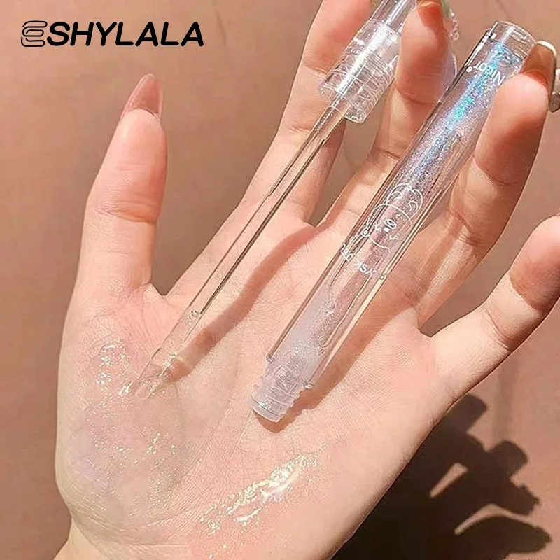 Brillo de labios transparente de diamante fino azul, esmalte de labios seductor nacarado, labios brillantes, maquillaje de bálsamo de aceite de labios de gelatina resistente al agua de larga duración