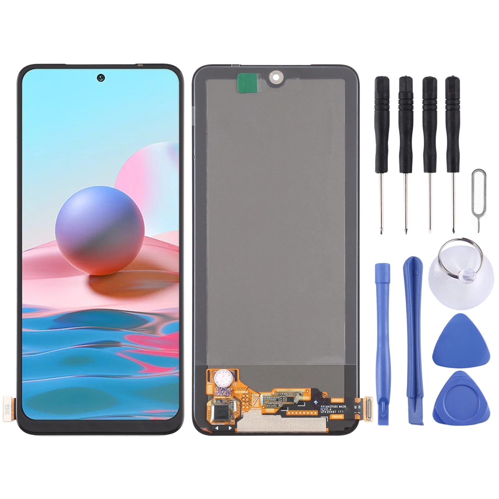 

iPartsBuy for Xiaomi Redmi Note 10 M2101K7AI, M2101K7AG AMOLED Material LCD Screen and Digitizer Full Assembly