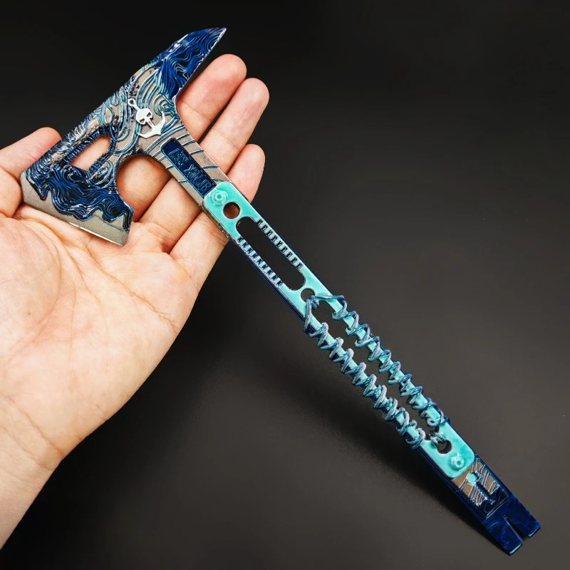 22 سنتيمتر دلتا قوة لعبة الطرفية البحر الأسود معركة الفأس جميع الحرف المعدنية سلاح نموذج في الهواء الطلق سيف ساموراي كاتانا تأثيري اللعب