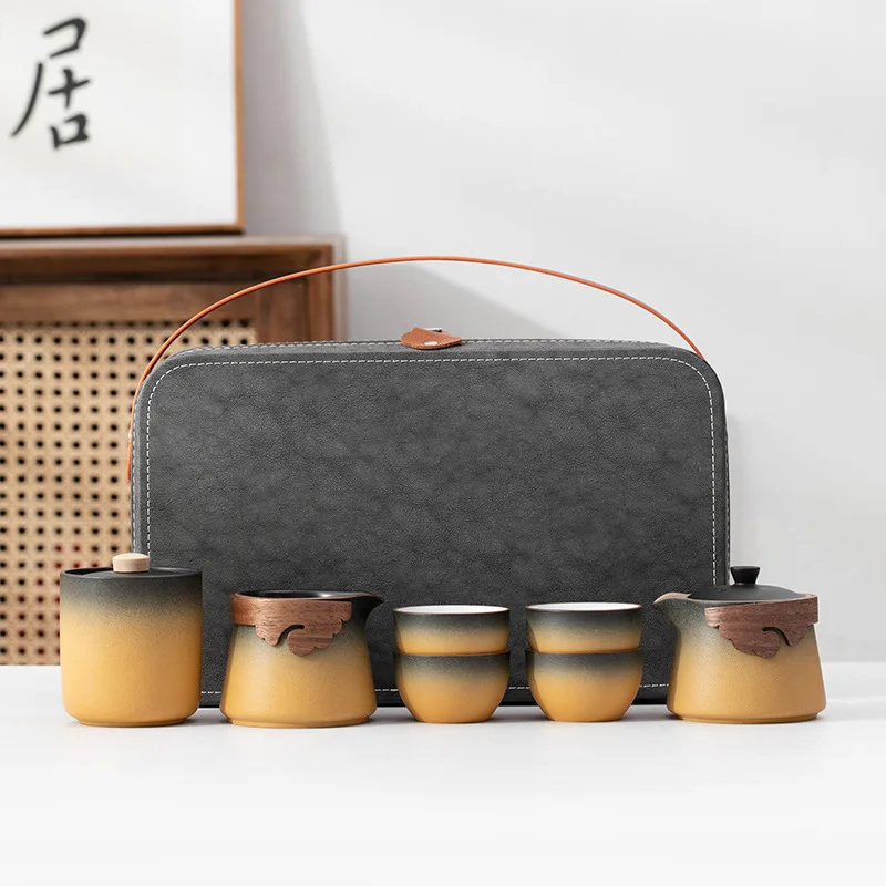 

Outdoor Camping Travel Tea Set Kung Fu Tea Set Japanese Gradient Outdoor Quick Tea Cup Father's Day Business Gift