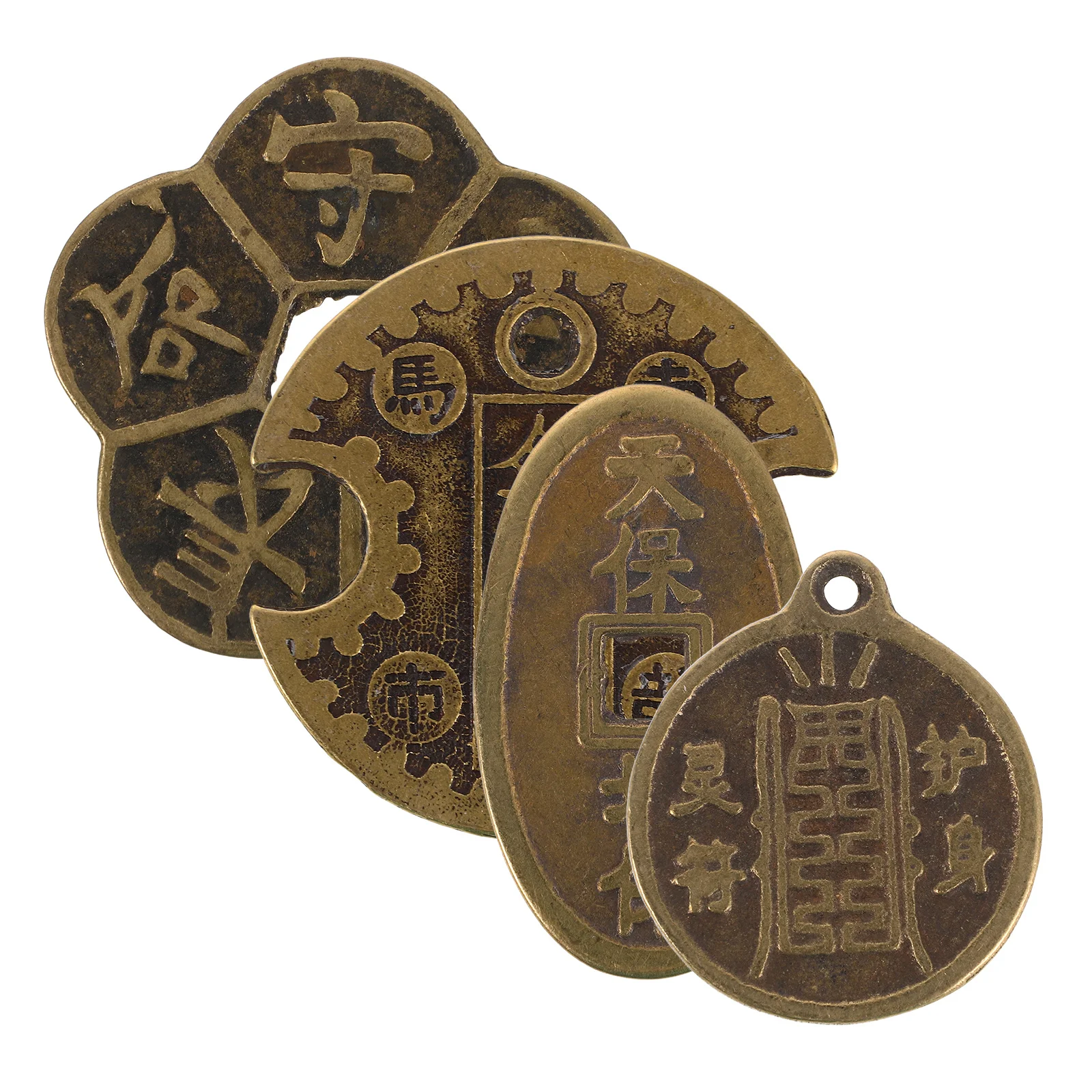 

4Pcs Brass Feng Shui Coins Copper Money Charms with Plum Blossom Design for Wealth Luck and Positive Energy Home Decor Symbol