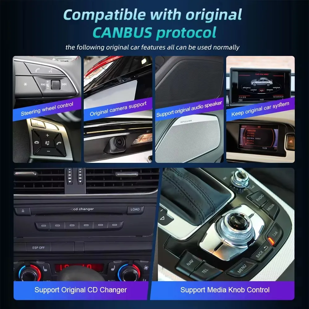 Android 14 Car For Audi A4 A5 S4 S5 A4L B8 2008 - 2017 Stereo HeadUnit CPU Touch Screen Auto Radio Dash Cam GPS Navigation HDR