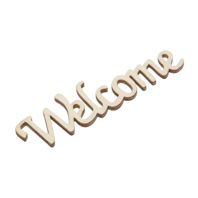 Welcome Letters Wooden Hanging Sign Wall Decal Sticker Room Home Decor Ornament