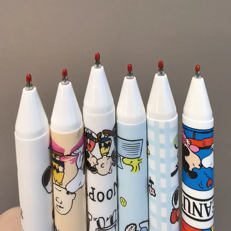 Snoopys batimento cardíaco imprensa caneta alta beleza ins limitado bonito estudante st cabeça velocidade seco escovação perguntas caneta neutra 0.5 6 pçs/set
