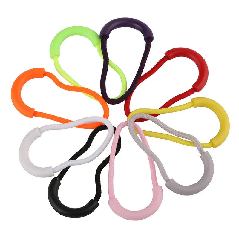 

500pcs Plastic Zipper Head Pull Puller Replacement End Lock Fit Rope Tag Fixer Cord for Backpack Garment Bags Accessory