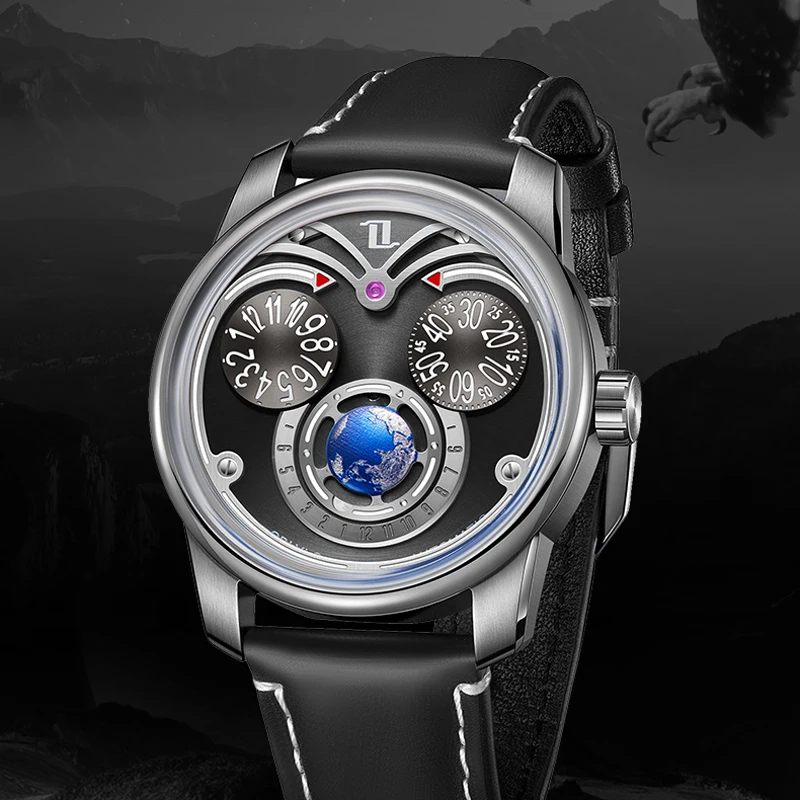 OBLVLO Fashion Sharp Eagle Eyes Analog See-through Men Watch Super Luminous Waterproof Automatic Mechanical Watches