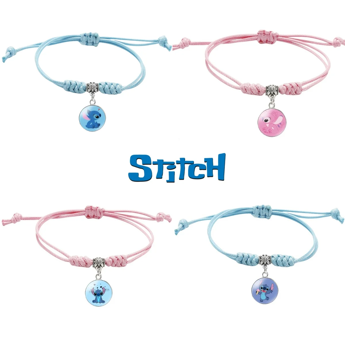 Disney Stitch Women\'s Bracelets Kawaii Anime Lilo & Stich Blue Cartoon Adjustable Bracelet Cosplay Hand Strap Birthday Gifts