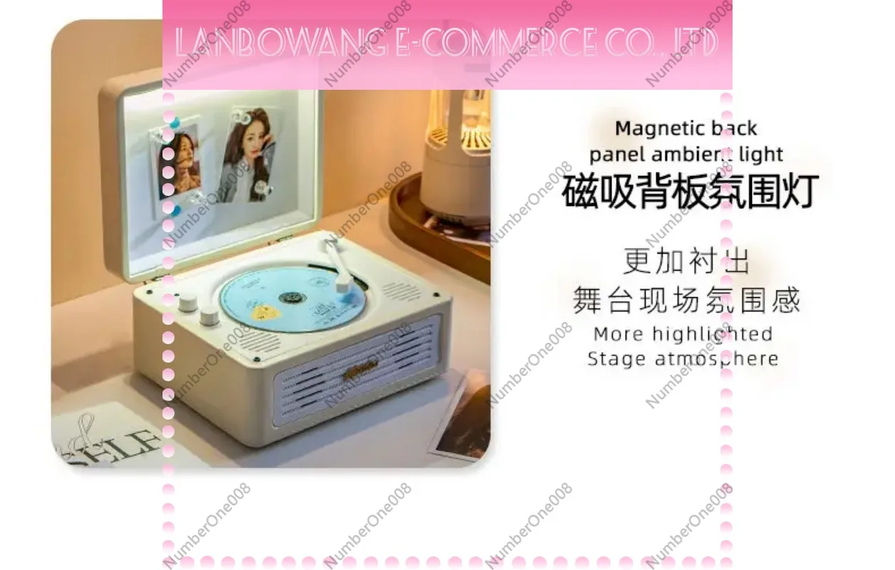 Retro CD Player Bluetooth Speaker All-in-One Music Album Player Record Turntable Style Home Desktop Stereo Gift