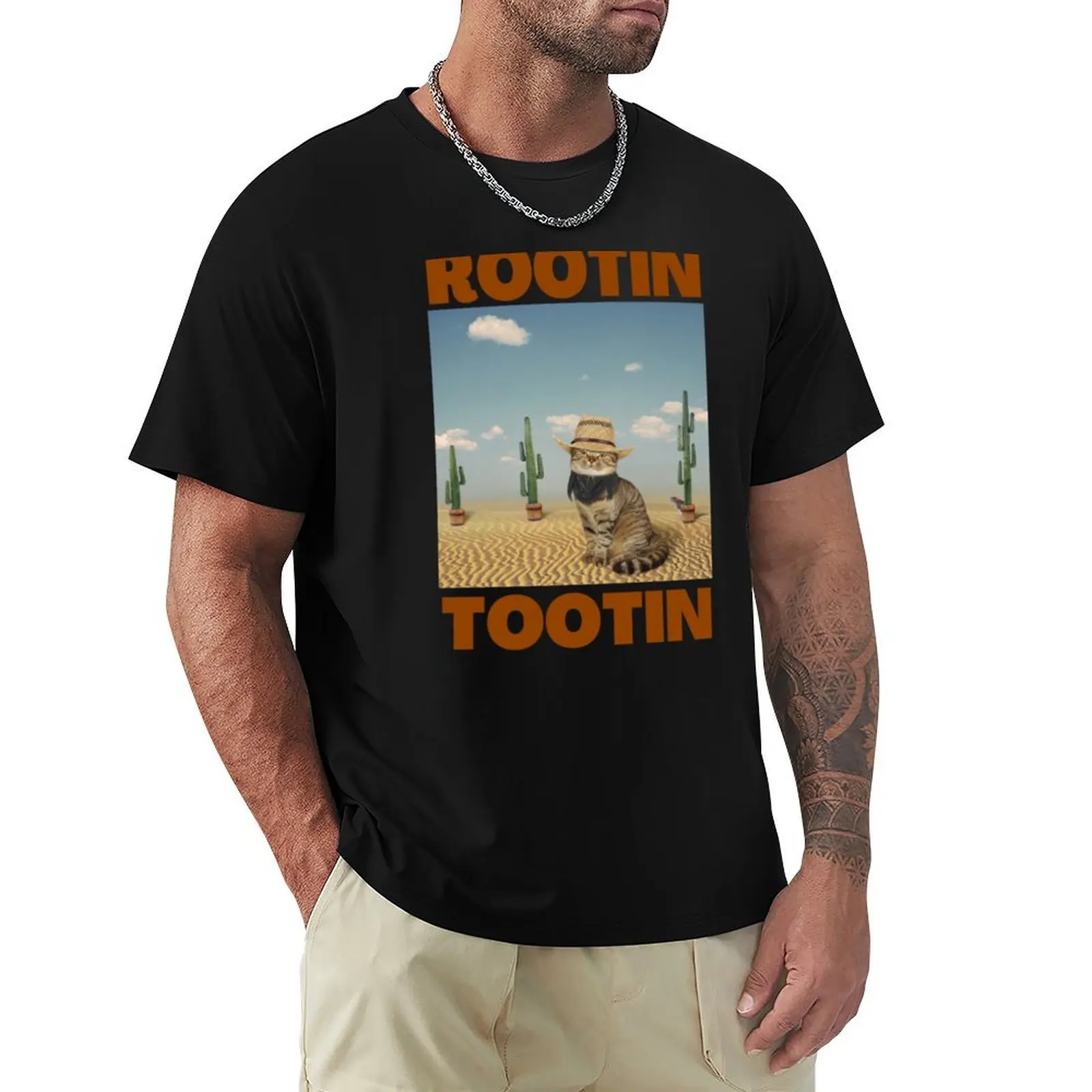 Rootin Tootin Cowboy Cat T-Shirt Big and Tall Gym T-Shirt