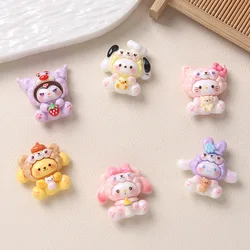 10Pcs New Kawaii Soft Cute Hat Cartoon AnimalSeries Flat Bottom Scrapbook DIY Jewelry Craft Decoration ﻿ A19