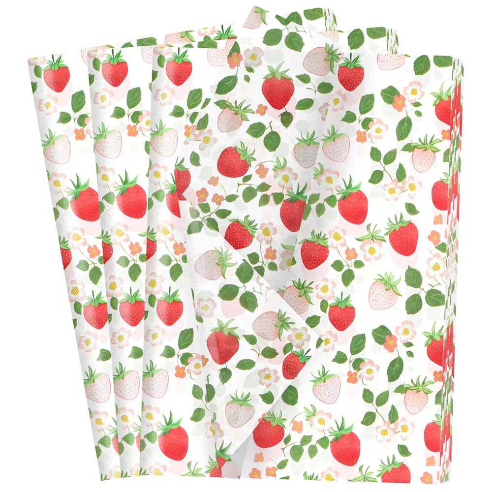 10 Blatt/Packung rotes Erdbeer-Seidenpapier, Obst-Geschenkpapier, DIY-Kunsthandwerk, Seidenpapier für Hochzeit, Geburtstag, Zubehör