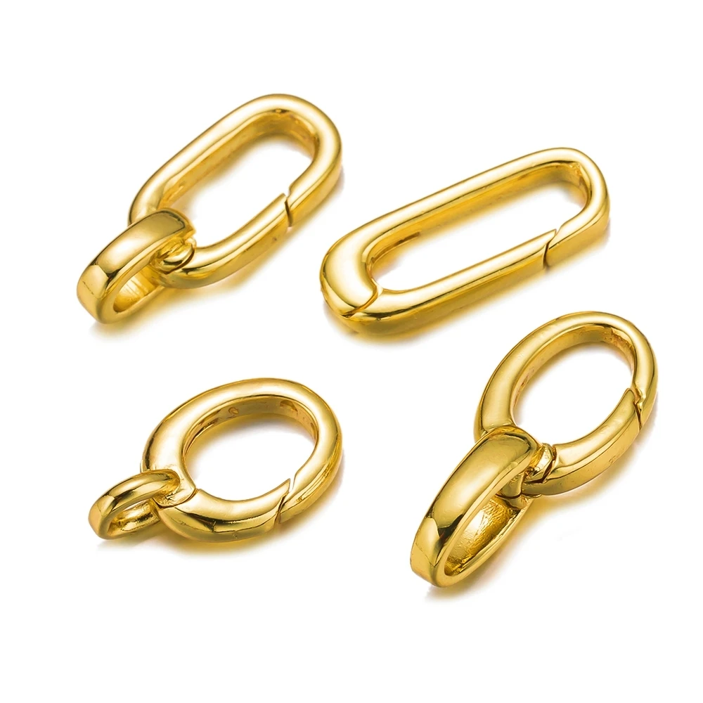 2pcs/Lot 14K Gold Plated Clasps Carabiner Spring Buckle For DIY Chains Necklaces Bracelets Jewelry Making Supplies Accessories image 3