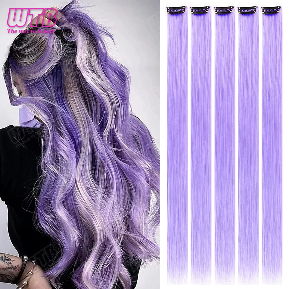 

5 шт. синтетических накладных прядей на заколках BB, прямые, цветные, подходят для женщин и девушек для ношения на праздниках и вечеринках