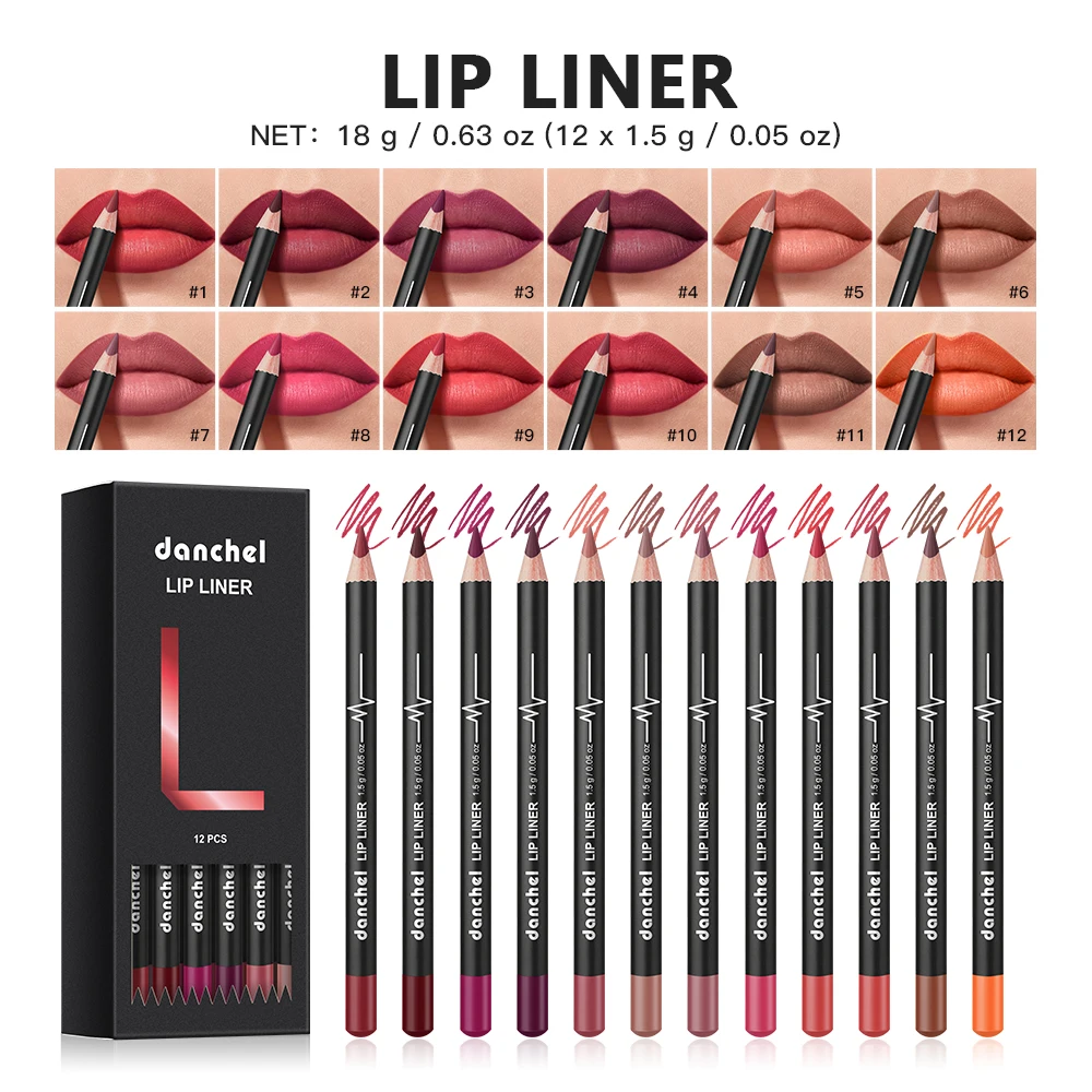 12 pcs Long-Lasting Lipstick Set with Professional Lip Liner Pencil and Matte Lip Gloss for Women Valentine's Day Gifts